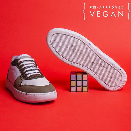 EVAN vegan and recycled sneaker in white and khaki