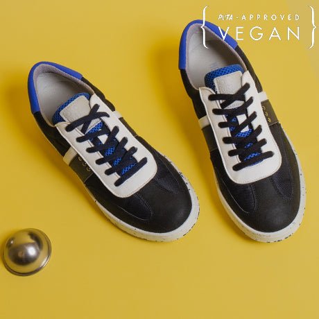 VIVACE vegan and recycled sneaker in navy, white and blue