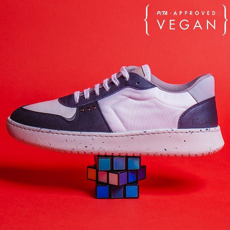 EVAN Baskets vegan et recyclées en blanc et bleu marine