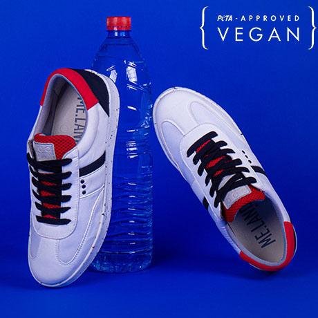 Baskets vegan et recyclées VIVACE en blanc, noir et rouge