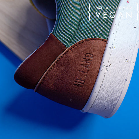 VIVACE baskets vegan et recyclées en vert, marron et jaune