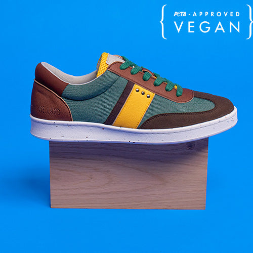 VIVACE baskets vegan et recyclées en vert, marron et jaune