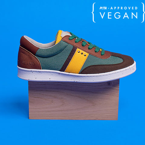 VIVACE baskets vegan et recyclées en vert, marron et jaune