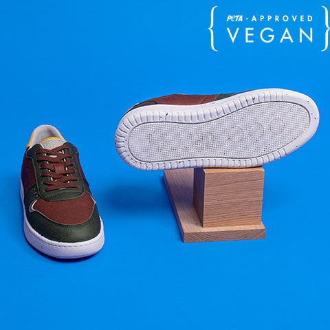 EVAN baskets EVAN vegan et recyclées en marron, kaki et jaune