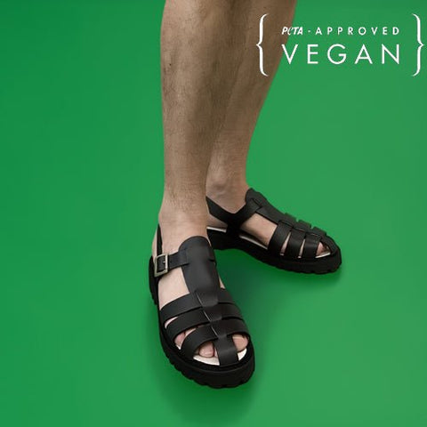 Black apple leather Sandals