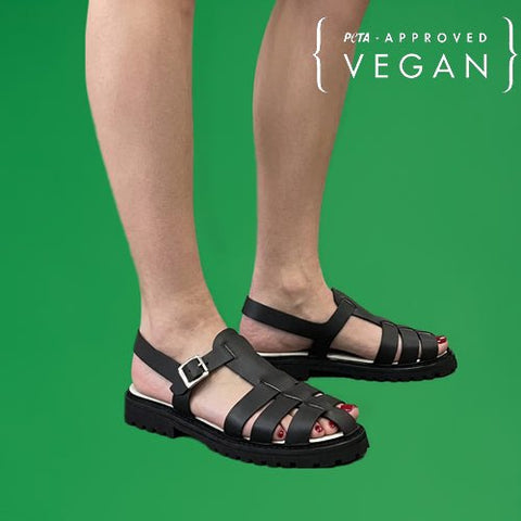 Black apple leather Sandals