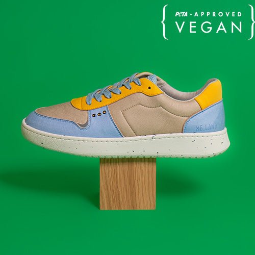 EVAN vegan and recycled sneaker in beige, blue and yellow - ME.LAND