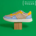 EVAN vegan and recycled sneaker in beige, blue and yellow