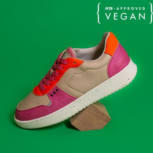 EVAN vegan and recycled sneaker in beige, pink and orange