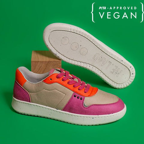 Basket EVAN vegan et recyclée beige,  rose et orange