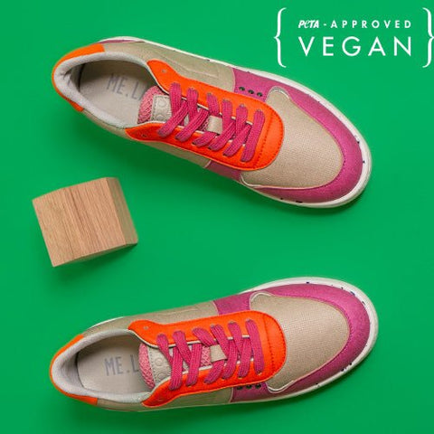 Basket EVAN vegan et recyclée beige,  rose et orange