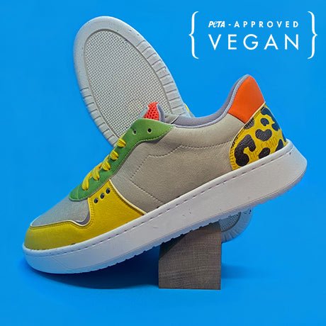 EVAN baskets vegan et recyclées en beige, jaune et vert