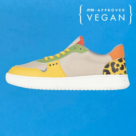 EVAN baskets vegan et recyclées en beige, jaune et vert