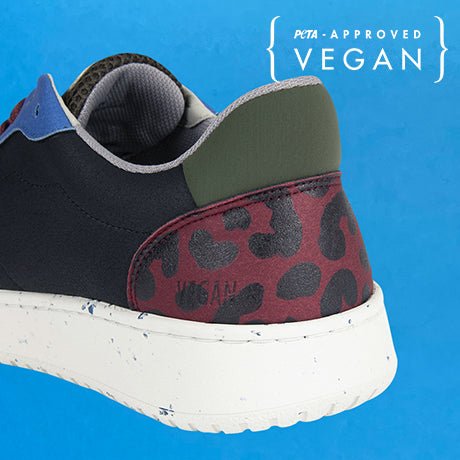 EVAN vegan and recycled sneaker in black, bordeaux and blue