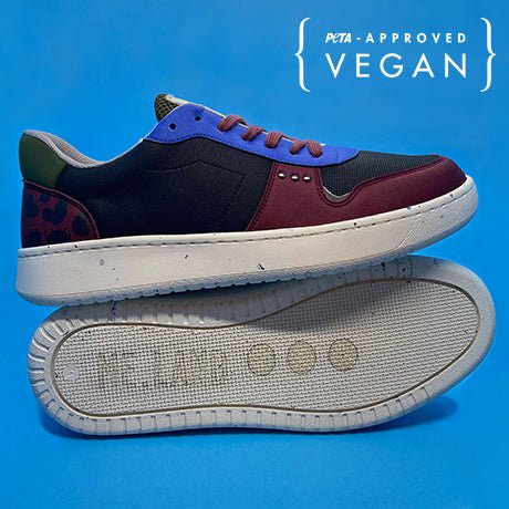 EVAN vegan and recycled sneaker in black, bordeaux and blue