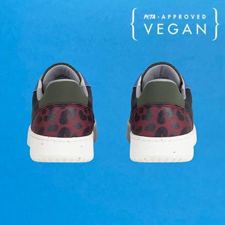 EVAN vegan and recycled sneaker in black, bordeaux and blue