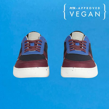 EVAN vegan and recycled sneaker in black, bordeaux and blue