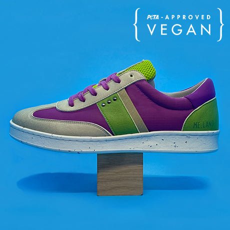 VIVACE vegan and recycled sneaker in beige, purple and green - ME.LAND