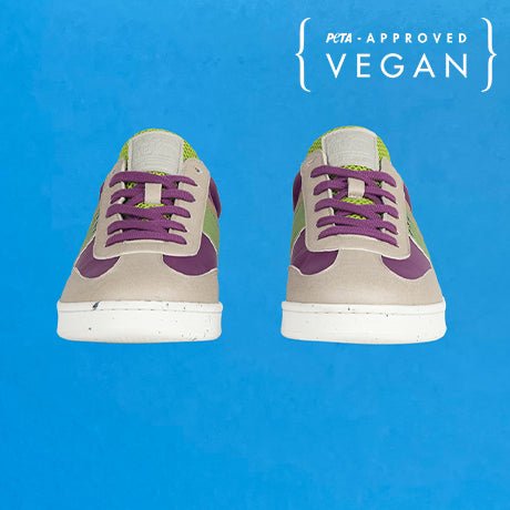 VIVACE vegan and recycled sneaker in beige, purple and green