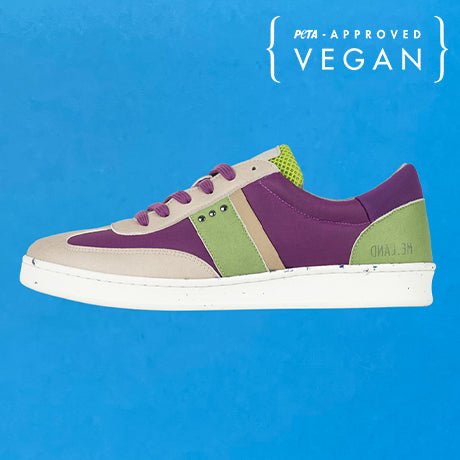 VIVACE vegan and recycled sneaker in beige, purple and green