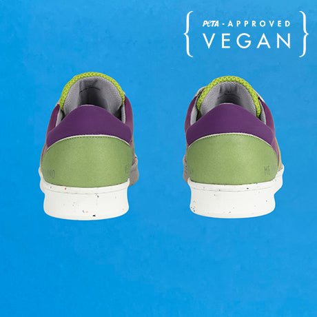 VIVACE vegan and recycled sneaker in beige, purple and green