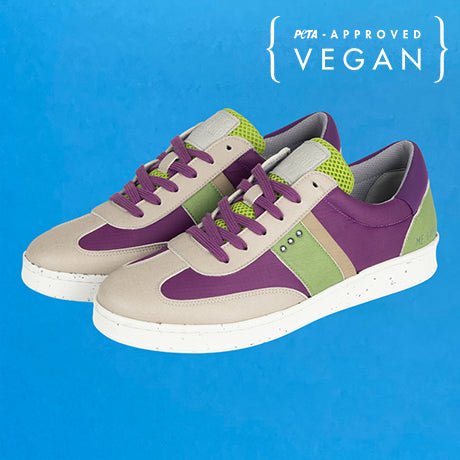 VIVACE vegan and recycled sneaker in beige, purple and green - ME.LAND