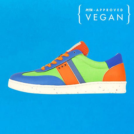 VIVACE vegan and recycled sneaker in green, blue and orange