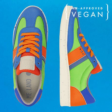 VIVACE vegan and recycled sneaker in green, blue and orange