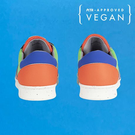 VIVACE vegan and recycled sneaker in green, blue and orange