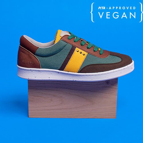VIVACE vegan and recycled sneaker in green, brown and yellow