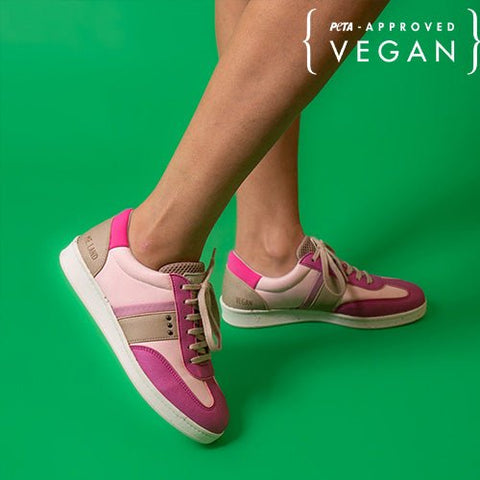 VIVACE vegan and recycled sneaker in pink, fushia and beige