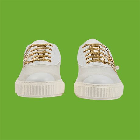 White suede and gold jewellery MEAKER sneaker