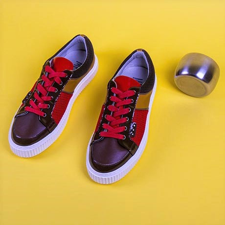 Brown, red and curry smooth DEAKER sneaker