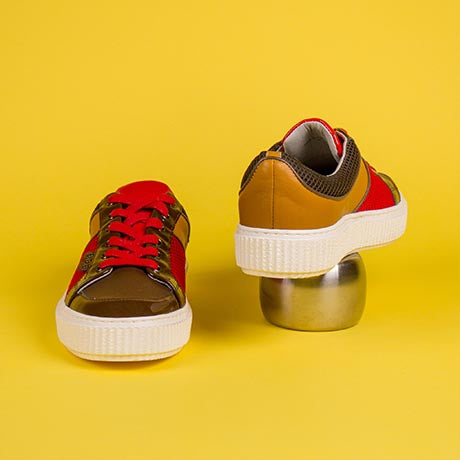 Brown, red and curry smooth DEAKER sneaker