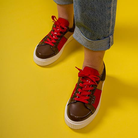 Brown, red and curry smooth DEAKER sneaker