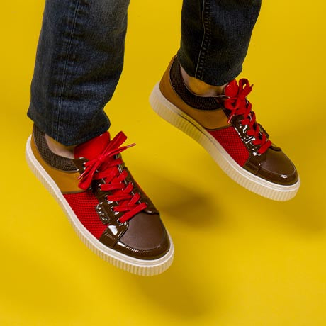 Brown, red and curry smooth DEAKER sneaker
