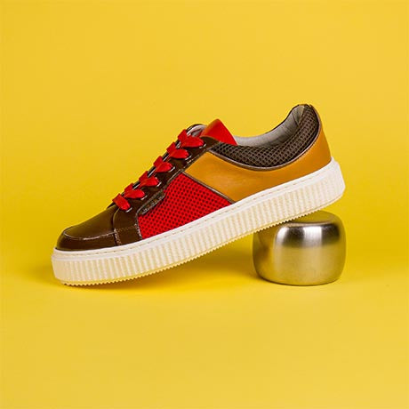 Brown, red and curry smooth DEAKER sneaker