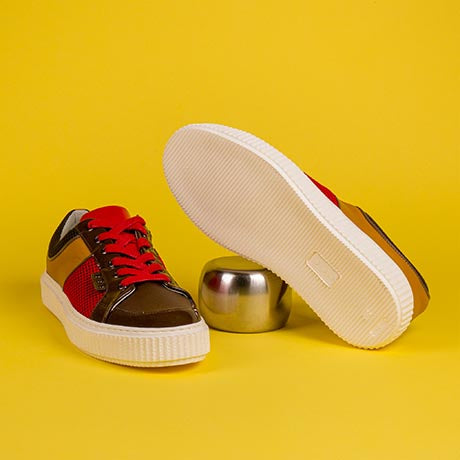 Brown, red and curry smooth DEAKER sneaker