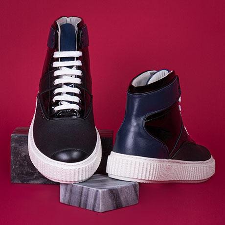 Black and blue high top HEAKER sneakers