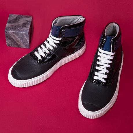 ME.LAND Black and blue high top HEAKER sneakers top