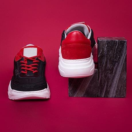 Black and red recycled nylon DEBUT sneaker