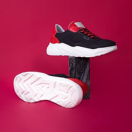 Black and red recycled nylon DEBUT sneaker