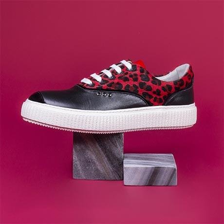 Black and red leopard MEAKER sneaker