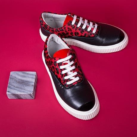 ME.LAND Black and red leopard MEAKER sneaker top