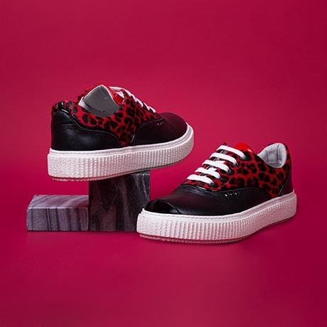 Black and red leopard MEAKER sneaker