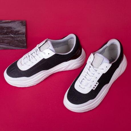 Black and white recycled nylon DEBUT sneaker