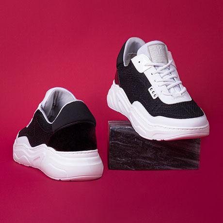 Black and white recycled nylon DEBUT sneaker