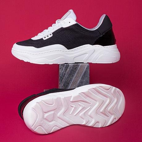 Black and white recycled nylon DEBUT sneaker