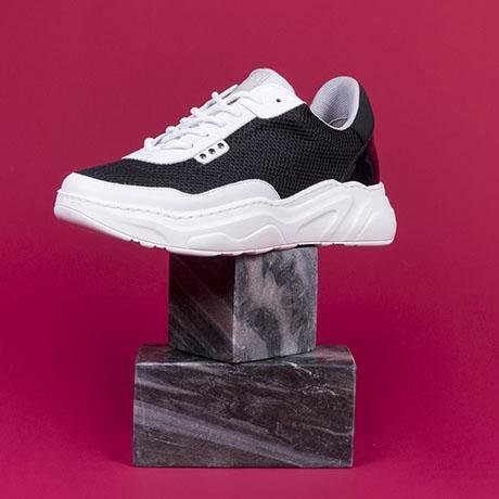 ME.LAND Black and white recycled nylon DEBUT sneaker side