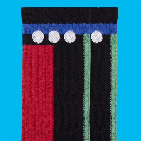 Chaussettes de sport en coton biologique géomérique noir
